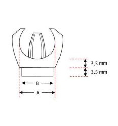 K-clipsko til stålben, Ø 10 mm.